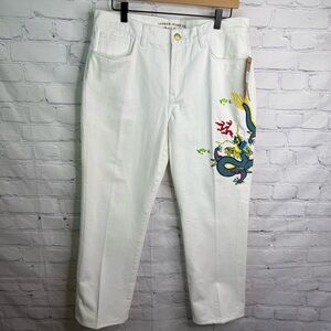 LAUREN Ralph Lauren St. Tropez Embroidered Dragon Jeans 10 NWT